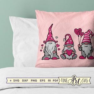 Three Valentine Gnomes Layered SVG Cut File, Heart Gnomes Design for ...