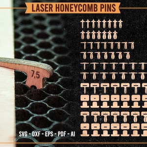 Laser Honeycomb Pins SVG-paket, Honeycomb-klämmor, Glowforge xTool LightBurn