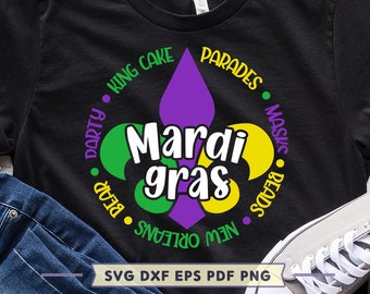 Mardi Gras Fleur-de-Lis SVG: New Orleans Party Shirt File (Digital Download)