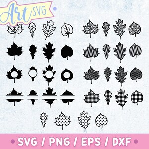 SVG-bundel herfstblad: geruite en luipaardprintontwerpen (digitale download)