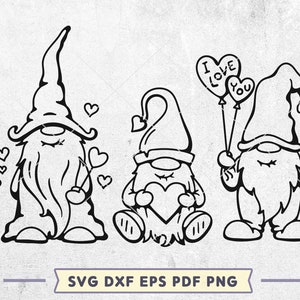 Three Valentine Gnomes Layered SVG Cut File, Heart Gnomes Design for ...