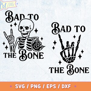 Paquete SVG "Malo hasta los huesos": Diseño de mano de roca esquelética (descarga digital)