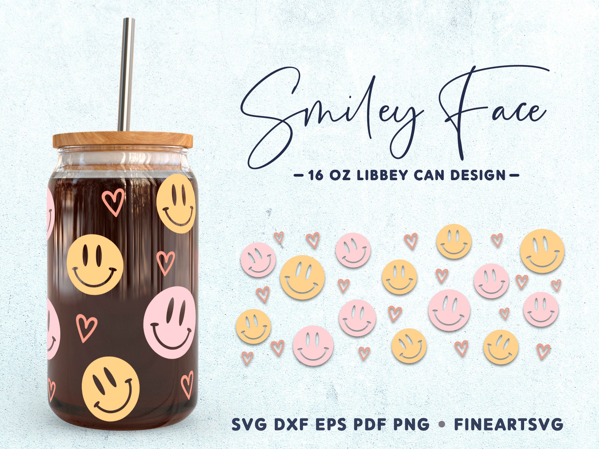 Smiley Iced Coffee Glass Smiley Glass Cup, Soda Can Glasses 16Oz Glass Cups  With Smiley Faces, Boba Glass Cup With Re…