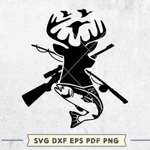Segno di caccia SVG, Hunting Season Camping Logo Svg, Hunting & Fishing Design, Dear Duck Fish, Svg Cut File For Cricut, Glowforge, Silhouette