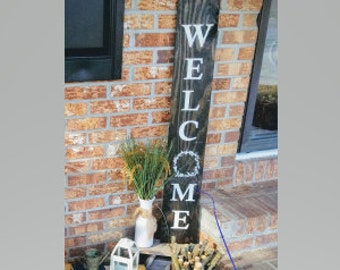 Front Porch Welcome Sign, Vertical porch sign, welcome sign front door, porch welcome sign, home sweet home, wood welcome, vertical sign