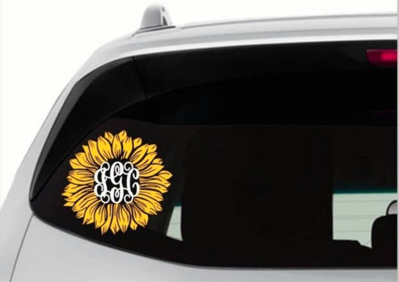 SUNFLOWER MONOGRAM//monogram decal//sunflower decal//sunflower//monogram//vinyl//car decal// personalized bild 2