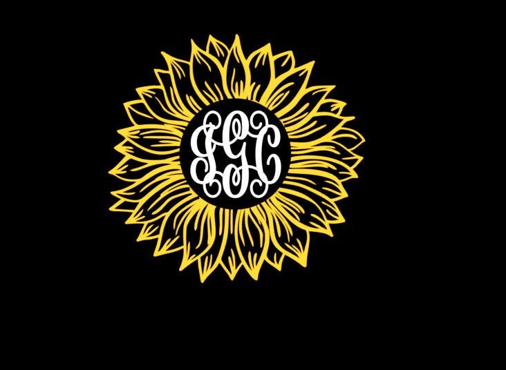 Download Sunflower Outline Monogram Monogram Decal Sunflower Etsy
