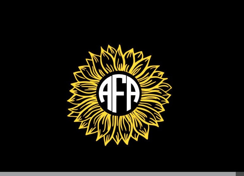 K&ouml;nnte beinhalten: Eine gelbe Sonnenblume mit einem wei&szlig;en Kreis in der Mitte, der die Buchstaben "AFA" in wei&szlig; enth&auml;lt.