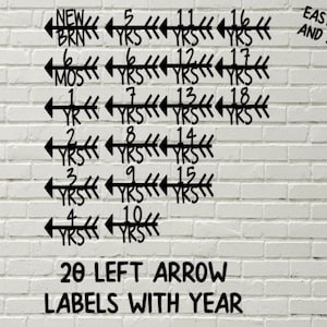 Vinyl Markers for Kids Growth Chart Ruler, Height Marker for Growth Chart Ruler ,Vinyl Decal Arrow with Years,Measuring Mark -LEFT facing