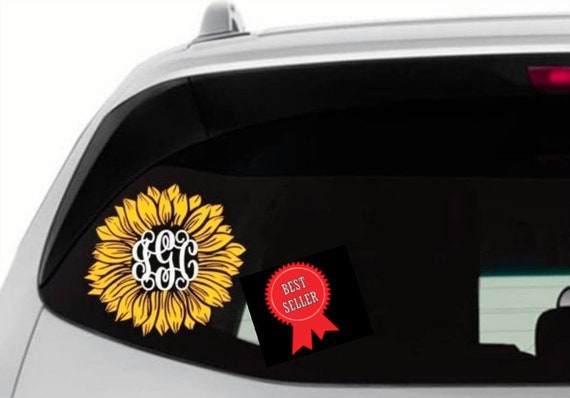 SUNFLOWER MONOGRAM//monogram decal//sunflower decal//sunflower//monogram//vinyl//car decal// personalized