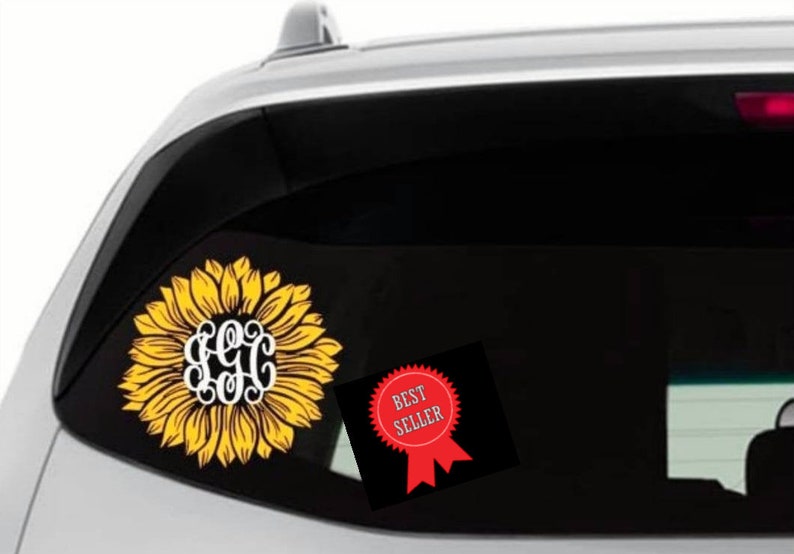 SUNFLOWER MONOGRAM//monogram decal//sunflower decal//sunflower//monogram//vinyl//car decal// personalized bild 1