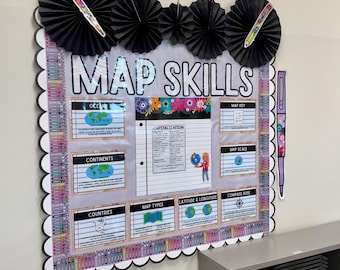 Social Studies Map Skills Posters Printable Bulletin Board Display
