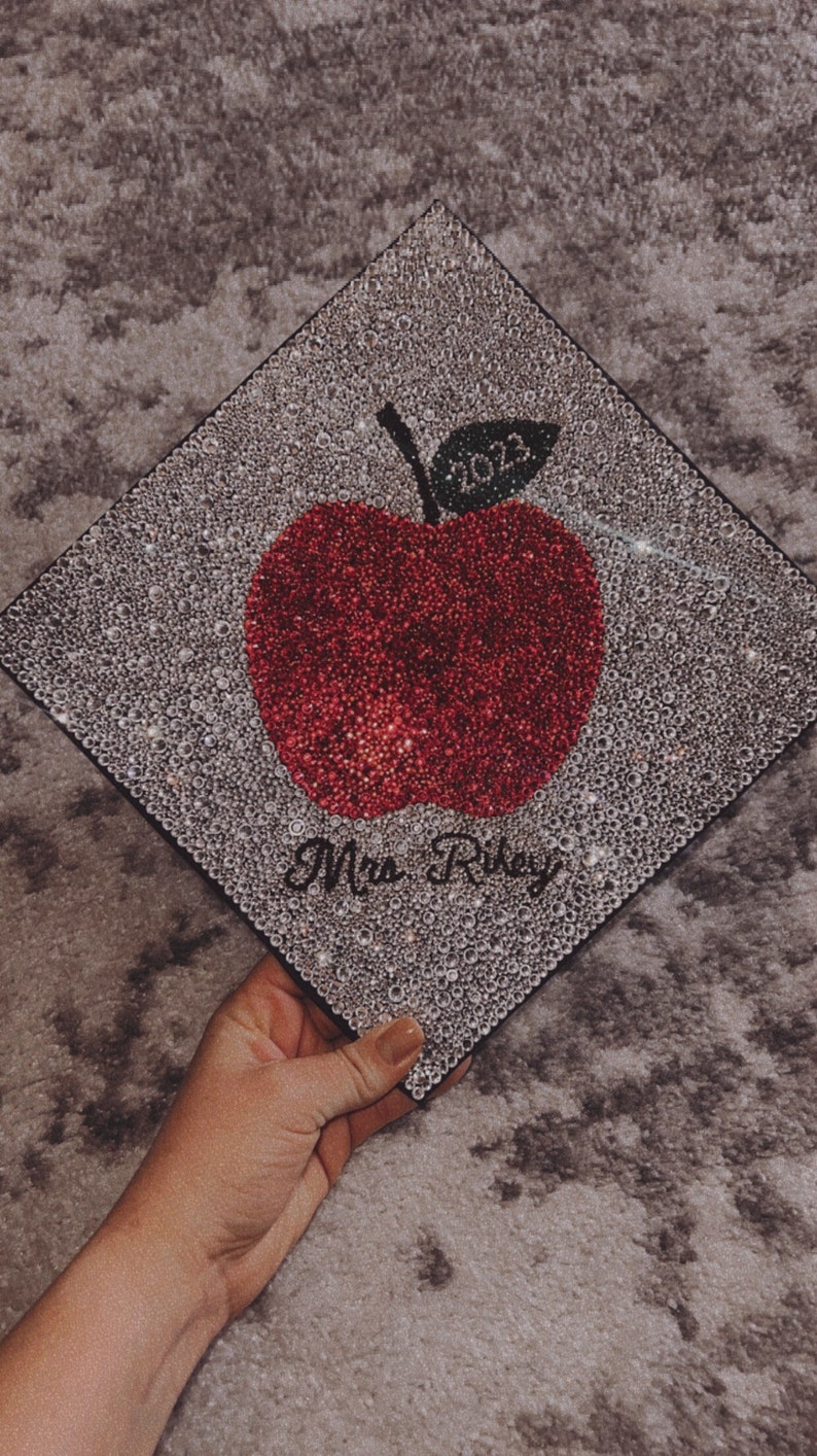 Bedazzled Teacher Graduation Cap Personalized Grad Caps Etsy