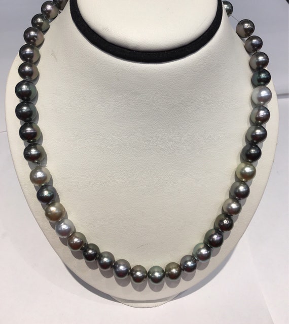 Tahitian South Sea Pearls Multi Color 9x10mm 14k Gold Clasp Great Luster