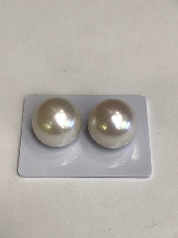 15.5 mm Cultured Freshwater Pearl Earrings 14k Gold Good Luster and Color