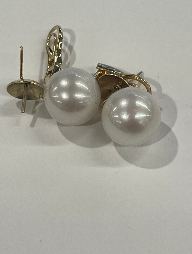15k Super sale period limited Yellow Gold Cultured Freshwater Max 59% OFF 15.5mm. Earrings Good Pearl
