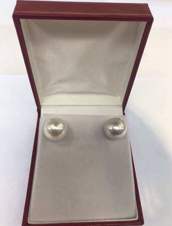 13mm South Sea Pearl Earrings 14k Gold Good Luster No Spots