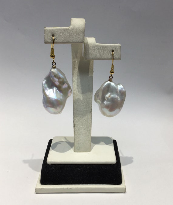 Baroque Cultured Freshwater Pearl Earrings 24k Gold Plated Silver