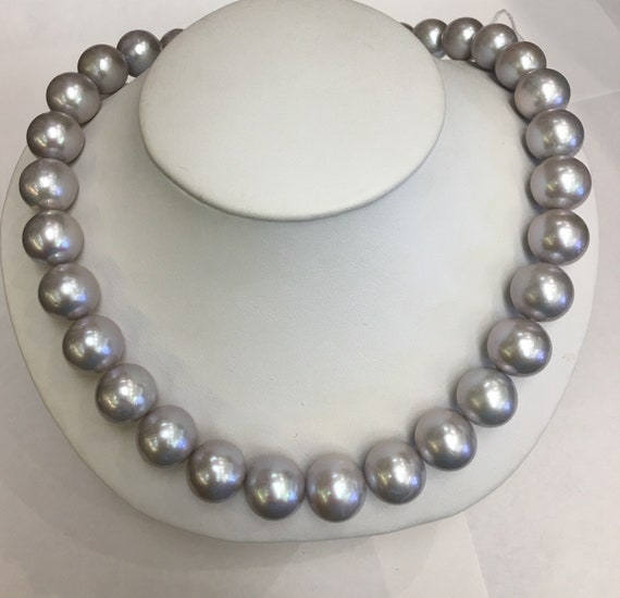 12x14mm Gray Cultured Freshwater Pearls 14k Great Gold Ball Clasp 17" Great Matches Great Color