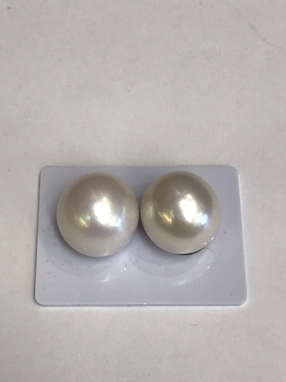 15.5 mm Cultured Freshwater Pearl Earrings 14k Gold Good Luster and Color