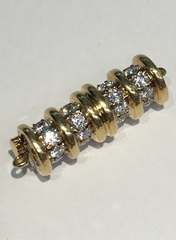 18k Gold And Diamond Ball Clasp, 12mm Screw Clasp , 2 carats TDW