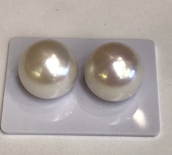 15mm Cultured Freshwater Pearl Earrings 14k Gold Good Luster and Color