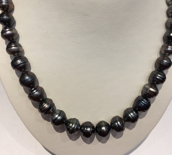 Tahitian South Sea Pearls 12x8.6mm 14k Gold Clasp Circle Pearls Natural Color Cultured Tahitan South Sea Pearls