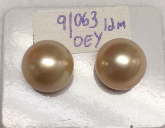 12mm Gold Cultured South Sea Pearls 14k Gold Mounting Great Luster and Color