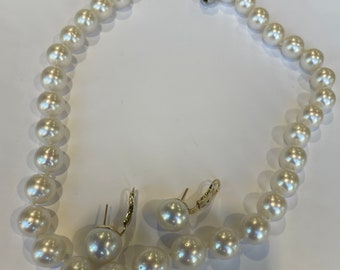 12x15mm South See Pearls with matching 14 1/2 mm studs with clip backs Clasp 14th Carat with diamonds