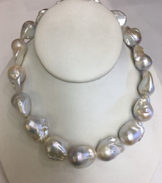 Baroque Cultured Freshwater Pearls 18" witn Brass and CZ Clasp