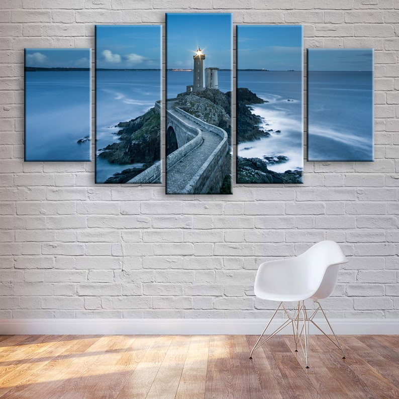 Multi Panel Canvas 5 Piece Canvas Wall Art Home Decor Framed Lighthouse 5 Panel Canvas Canvas Set Multi Panel