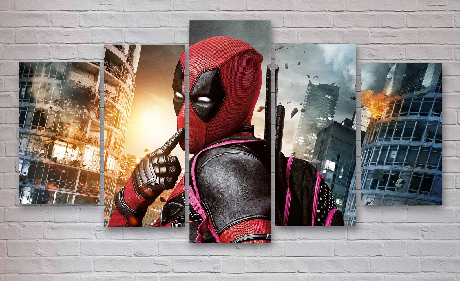 Deadpool Marvel Movie 5 Panel Canvas, 5 Piece Canvas, Comic Super Hero
