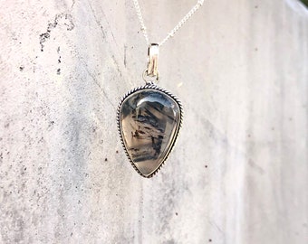 Sterling Silver Stick Agate Pendant Necklace