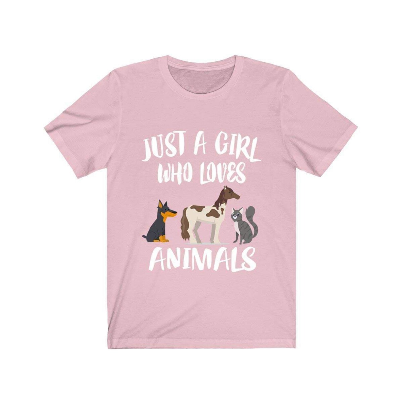 Just A Girl Who Loves Animals TShirt Horse Dog Cat Etsy