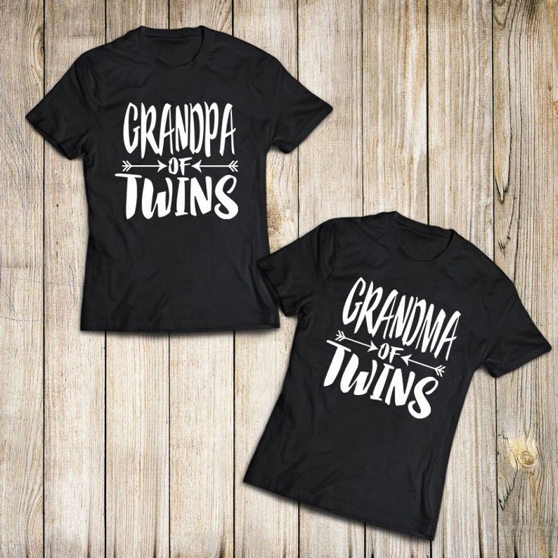 Grandpa Grandma Of Twins Family Matching Set T-Shirts Clothes | Etsy