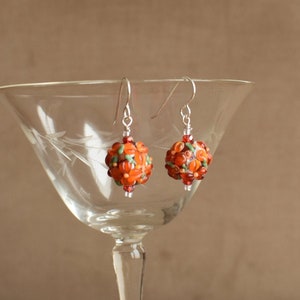 Raised Poppy Red Flowers Lampwork Earrings, Shades of Red Raised Floral Lampwork Bead Earrings, Ravishing in Red Flowers for Your Ears!