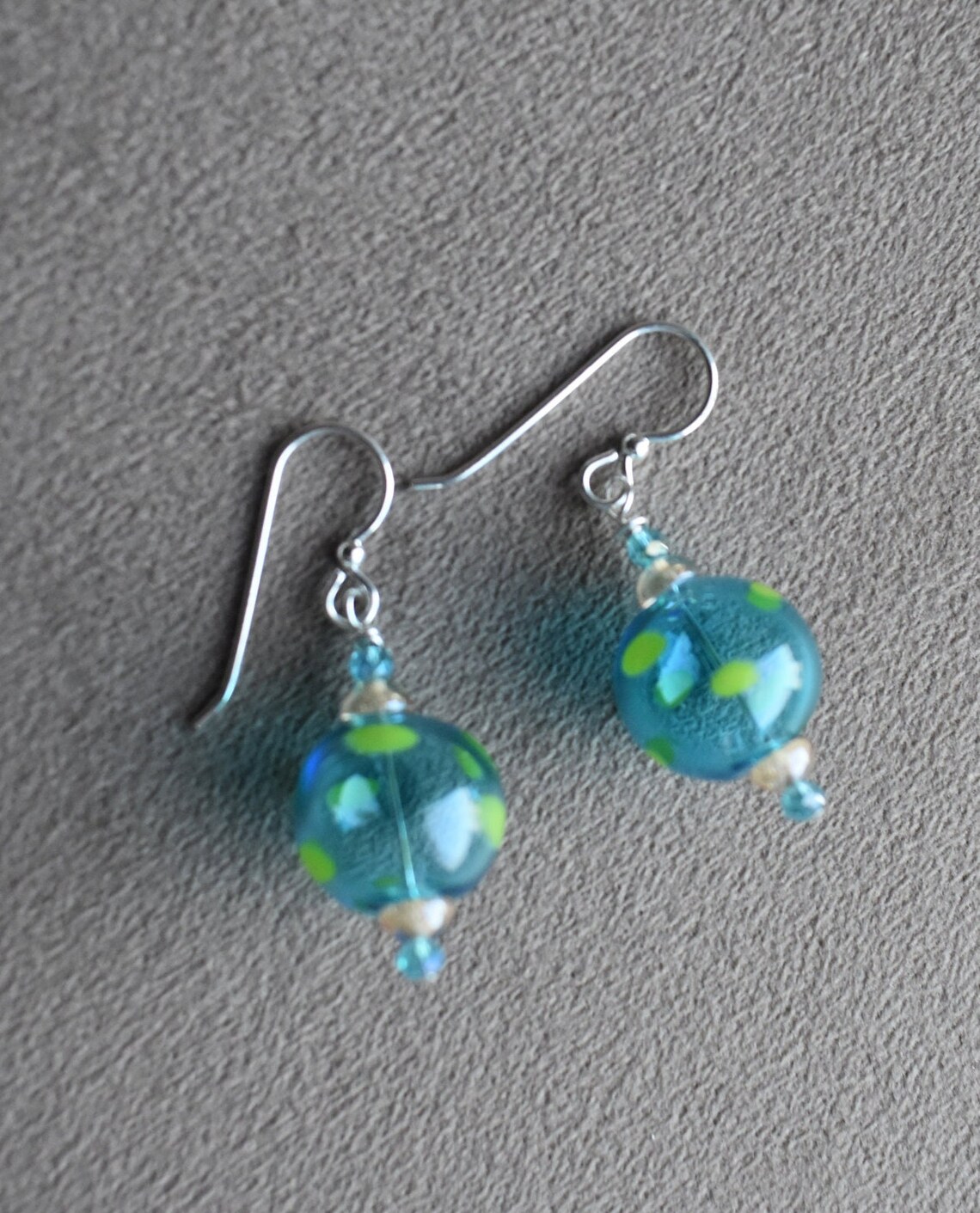 Blown Glass Earring Hand Blown Turquoise Glass With Yellow Etsy
