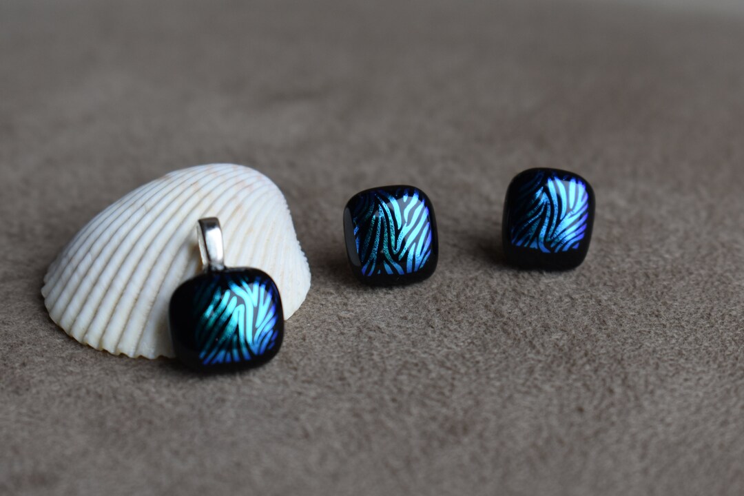 Davie Stud Earrings in Dichroic Glass main image 1