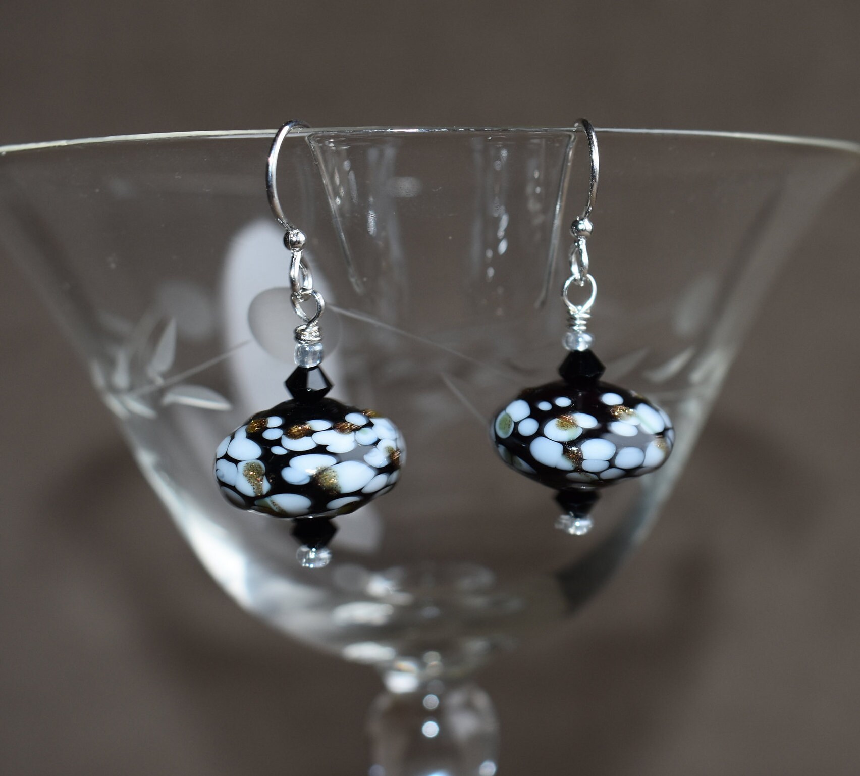 Faceted Black Glass Bead Earrings – Weezie D.