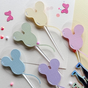 Mickey Mouse Balloon Cupcake Toppers: Vintage Disneyland Party Decor
