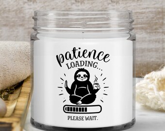 Focus Sloth Lover Gift Funny Patience Loading and Namaste Peace Hand Poured Soy Candle Office Gift