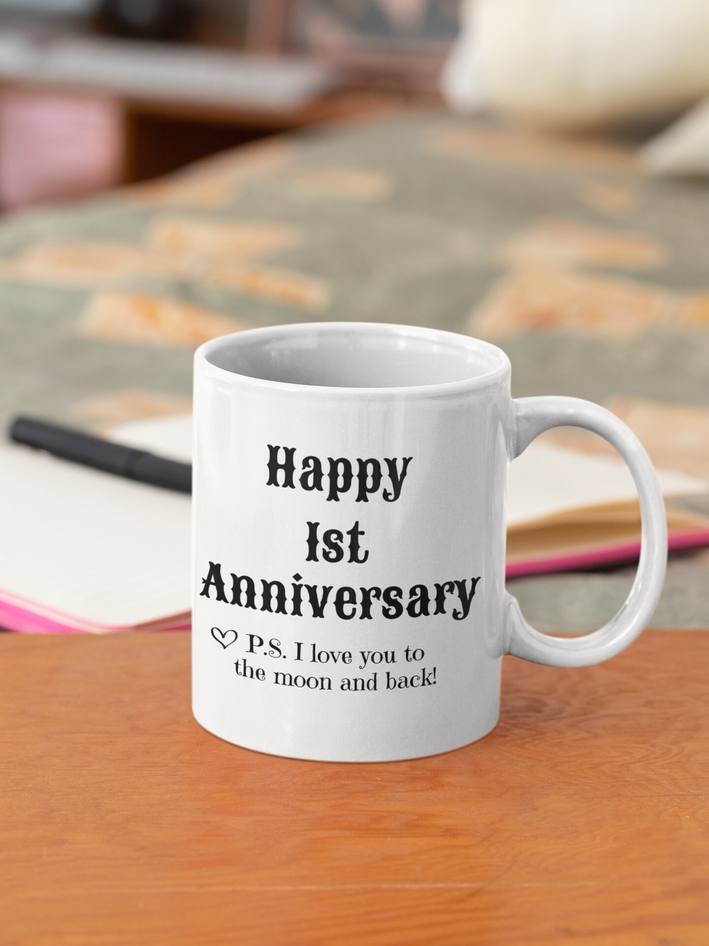 FITWICK 1 Year Anniversary Mug Gifts for Boyfriends Girlfriends with Card, One Year Dating Anniversary Mug Gift for Her Him, 1st Girlfriend
