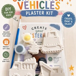 Kit para pintar vehículos de construcción / Camión volquete, excavadora, bulldozer, manualidades con yeso