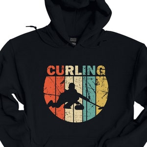 Curling Hoodie, Vintage Curling, Curling Rock, Curling Lover Gift, Curler Hoodie, Curling Sport Gift, Funny Curling Hoodie, Curling Fan Gift