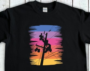 Lineman Shirt, Vintage Style Linemen, Electric Cable Lineman, Utility Linemen, Power Pole Electricians, Lineworker Gift, Cable Linemen Gift