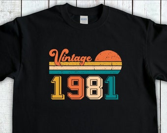 Retro Vintage, 44th Birthday Shirt, Born In 1981 B-day Shirt, 44th birthday tee, 44th Birthday t-shirt, 44th Birthday Gift, Vintage Style