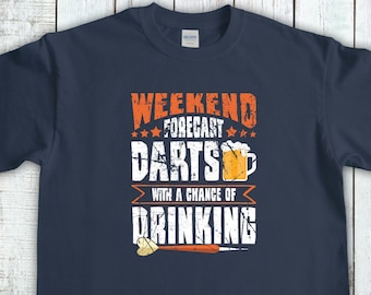 Weekend Forecast Darts With A Chance Of Drinking Shirt, Funny Darts T-Shirt, Beer and Darts Gift, Dart League shirt, Dartboard Shirt