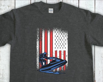 Jet Skiing Shirt, American Flag Jet Skiier tshirt, Water Ski T-Shirt, Boating Shirt, Jet Ski Lover Tee, Jet Ski Gift,Jet Skiing Tee