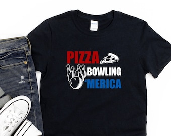 Bowling Shirt, Funny Bowler Shirt, Bowling Team Gift, Bowling league Tee, Bowling Lover, Pizza And Bowling, Bowling Party Tee