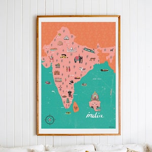 Affiche carte de l'Inde